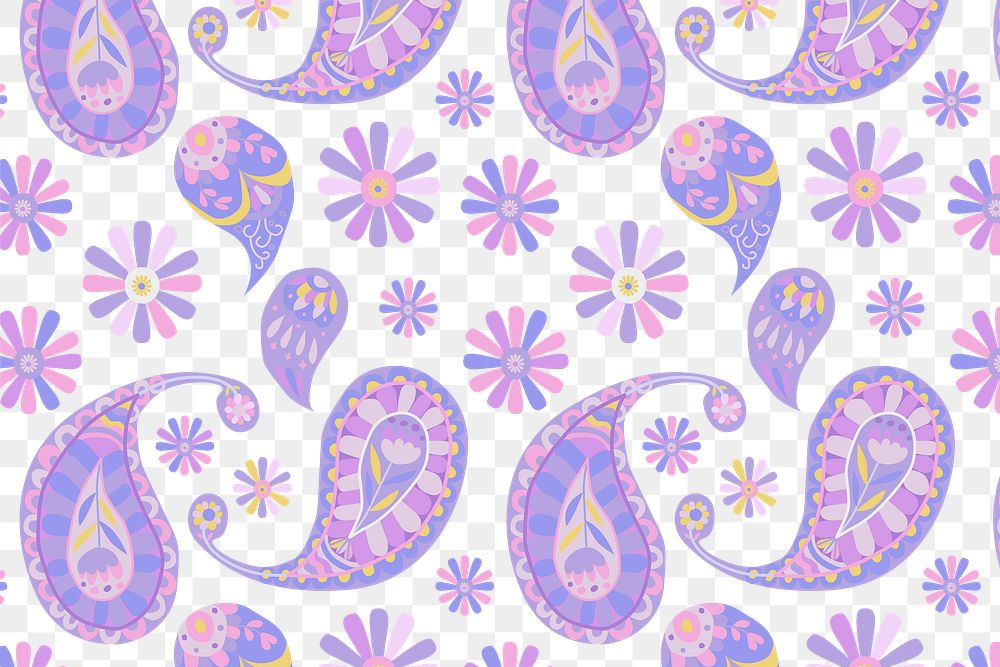 Purple paisley pattern png transparent background