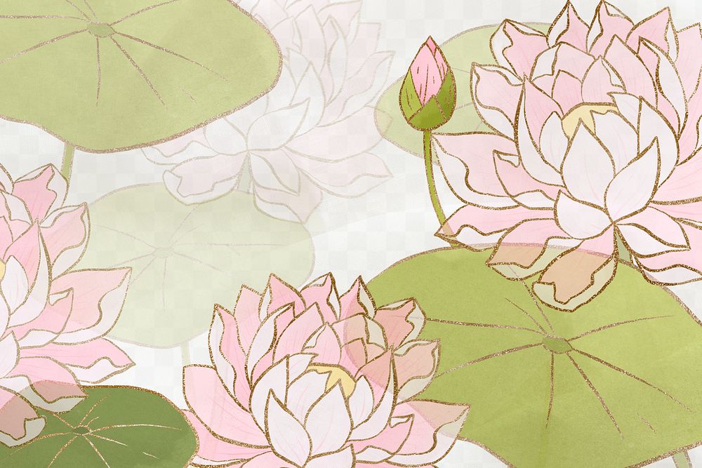 Png hand drawn water lily background