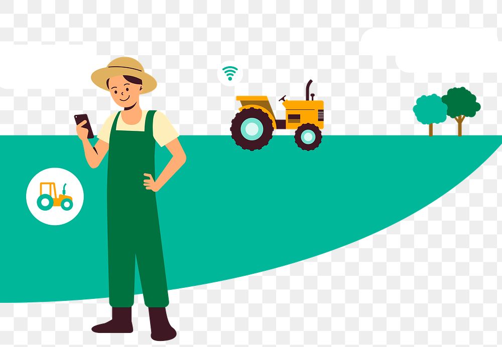 Farmer using smart tractor technology png 