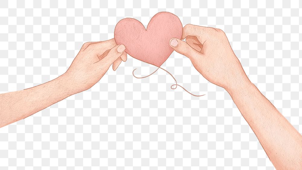 Couple holding heart balloon png for Valentine&rsquo;s day illustration