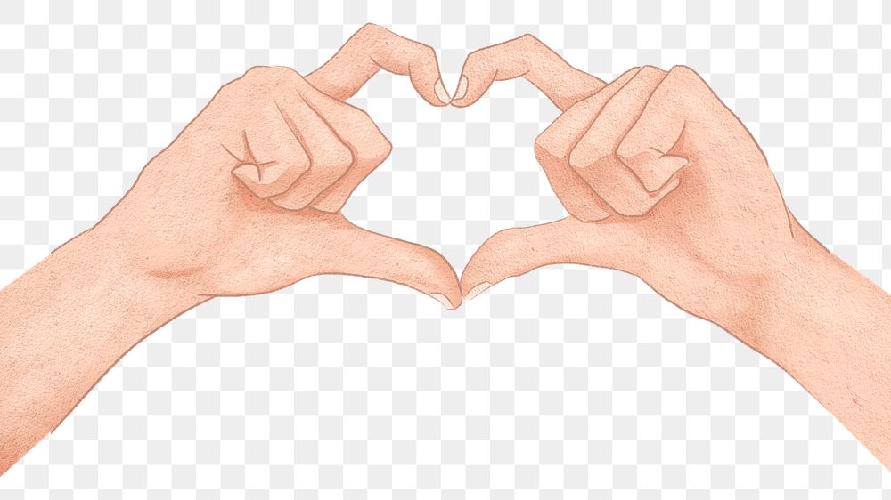Cute heart hand gesture png aesthetic illustration