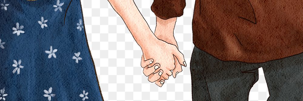 Couple holding hands png romantic Valentine&rsquo;s illustration