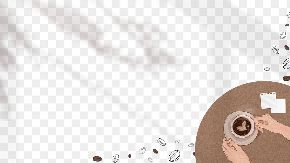 Cute brown border png with coffee beans shadow transparent background