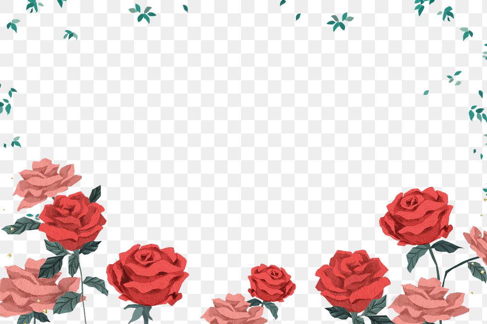 Red roses Valentine&rsquo;s frame png with transparent background