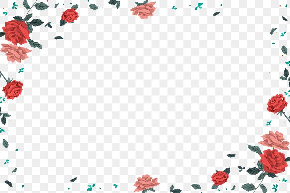Valentine&rsquo;s red roses frame png