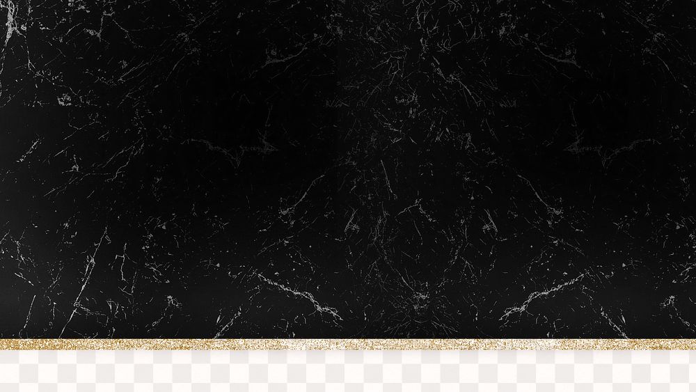 Black aesthetic marble png golden sparkly background