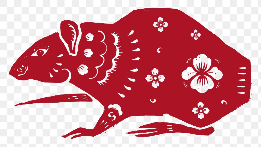Year of rat png red Chinese horoscope animal sticker