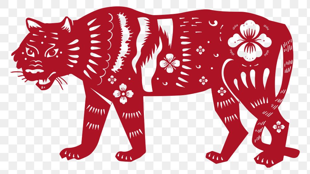 Chinese tiger animal png sticker red new year sticker