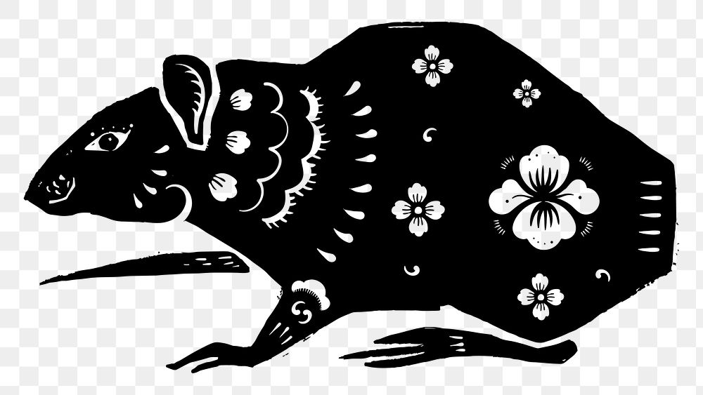Year of rat png black Chinese horoscope animal sticker