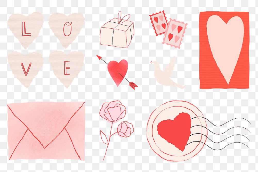 Lovely decorations for Valentine png transparent set 