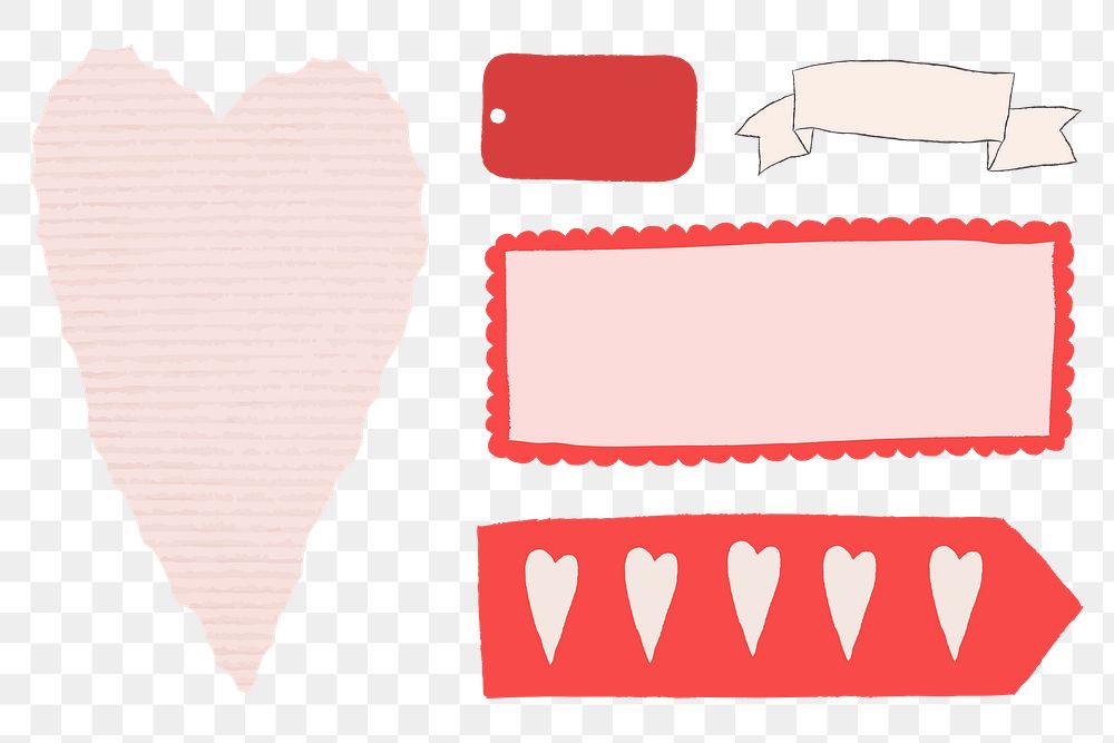 Cute Valentine badge element png set