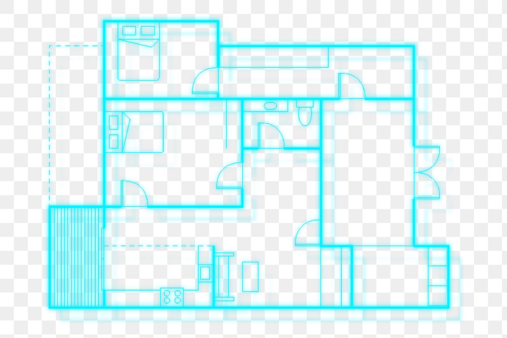 ng 2d layout plan transparent in neon
