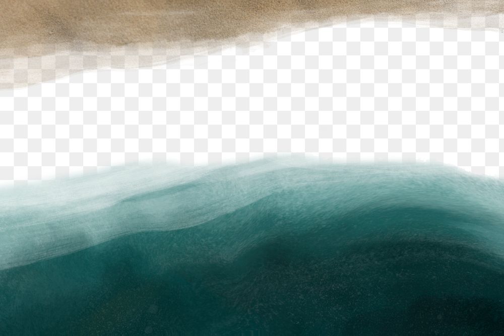 PNG sand and sea watercolor border with transparent background