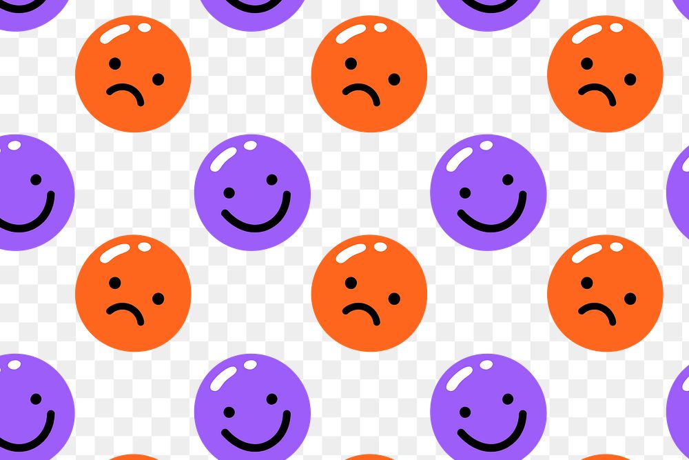 PNG pattern happy and sad emoji in funky bright colors