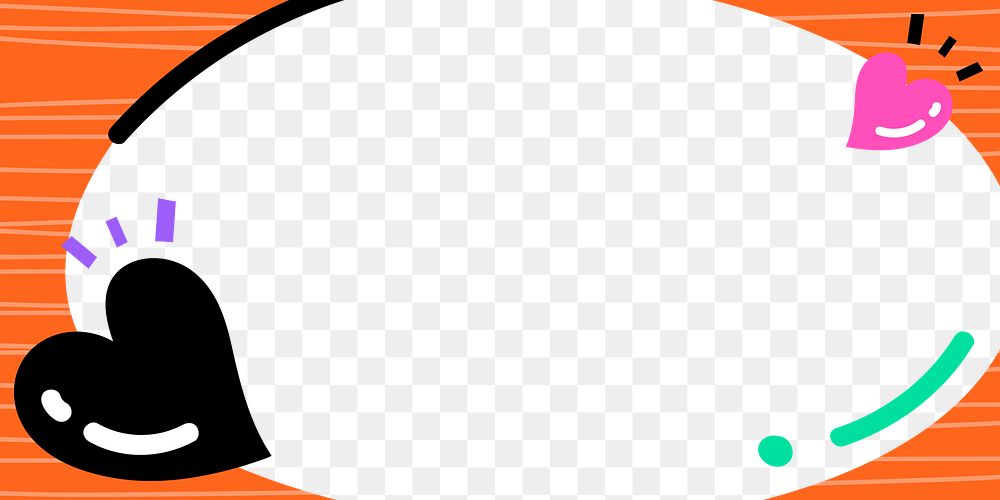 Orange frame png with heart icons