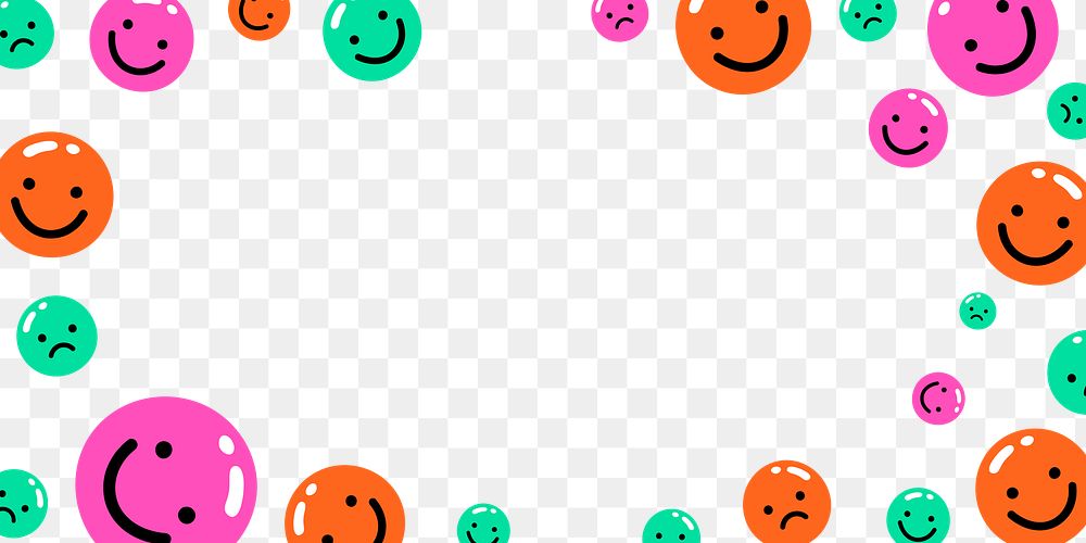 Png frame with vivid cute emoticons