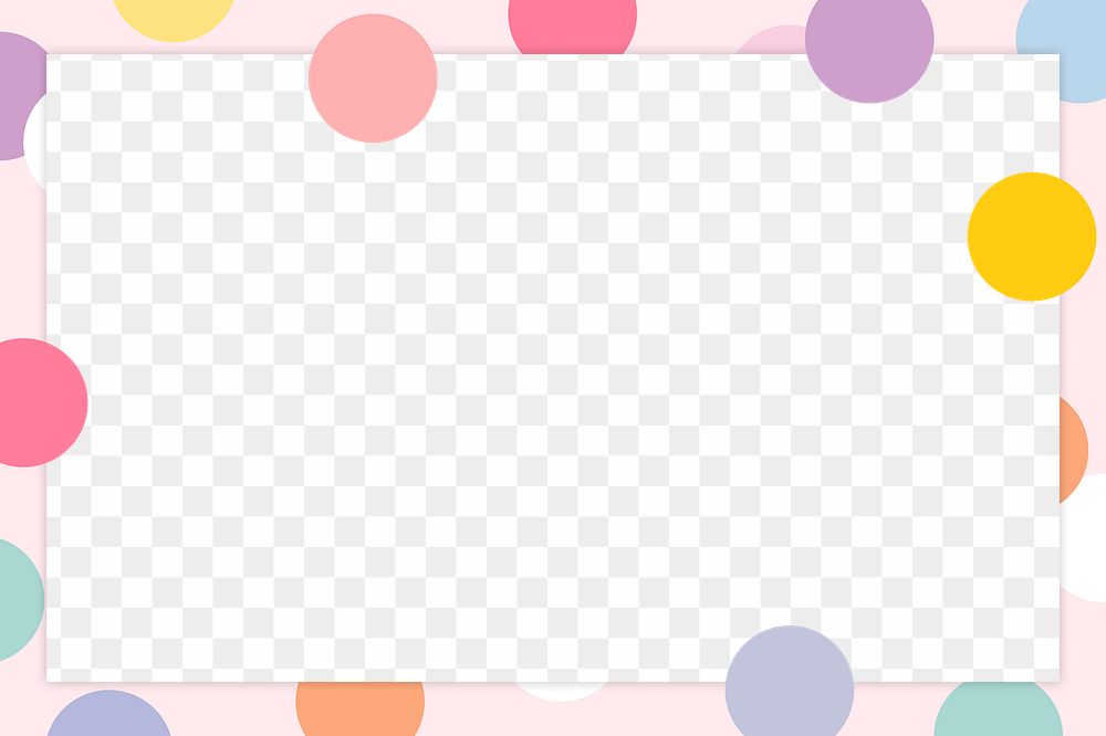 Png pastel polka dots frame with transparent background