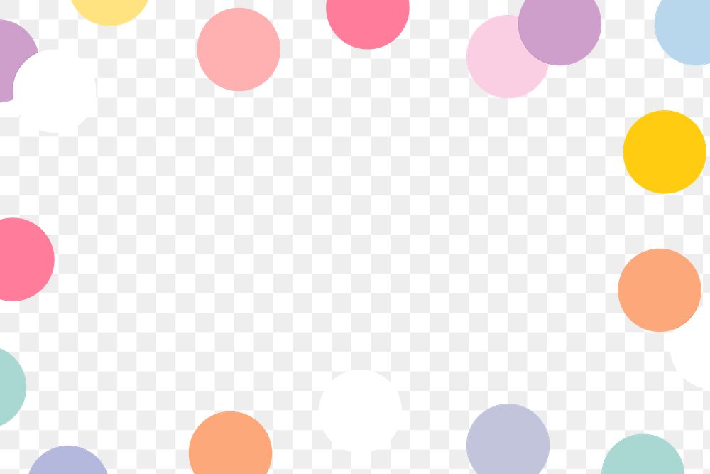 Png pastel polka dots frame with transparent background