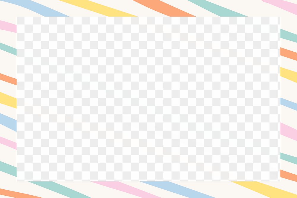 Png pastel striped frame with transparent background