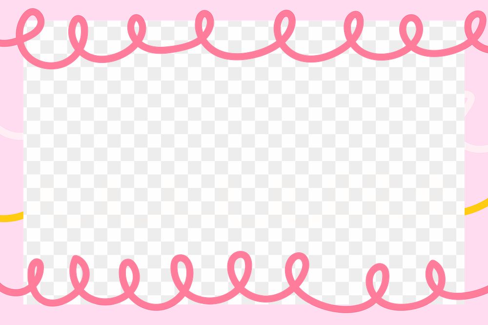 Png pink doodle frame with transparent background