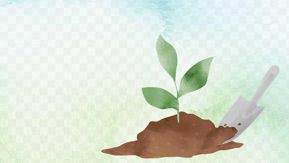Png planting tree watercolor background eco-friendly illustration
