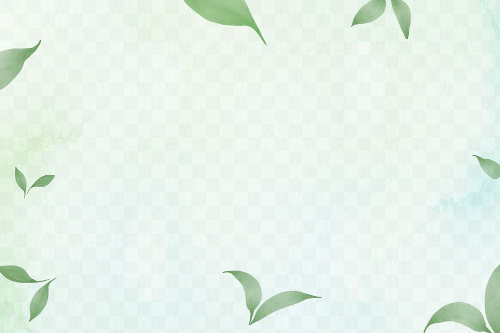 Png environment background with leaf border in watercolor illustration     