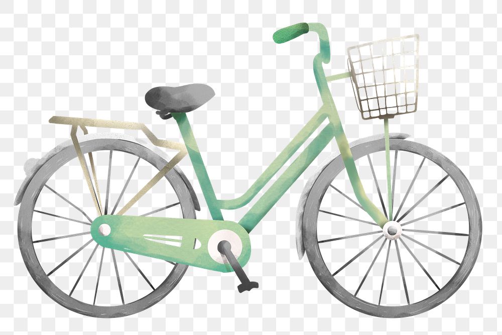 Bicycle png green watercolor design element
