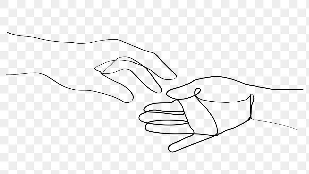 Png hands minimal line art reaching for each other illustration