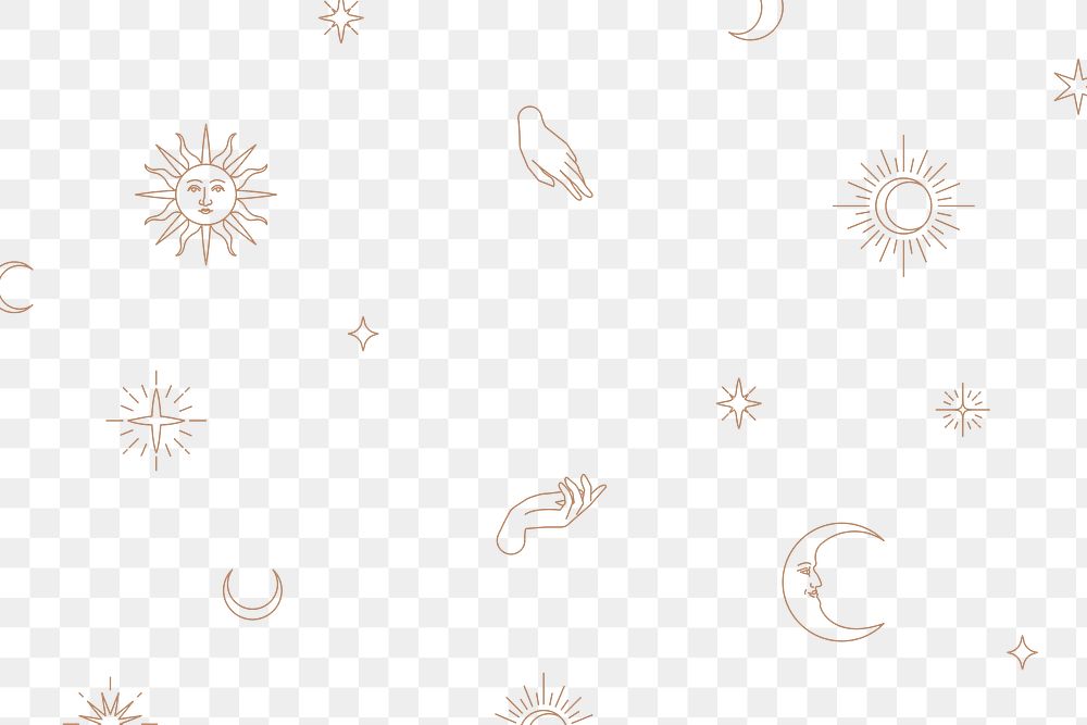 Cute png celestial icons monoline drawing background