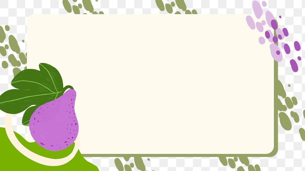 Purple pear fruit frame on a beige background design element 