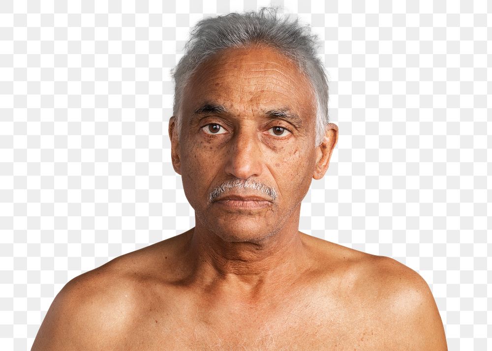 Bare chested mixed senior Indian Free PNG Sticker rawpixel
