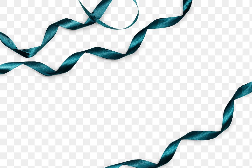 Green ribbons decorated on transparent background