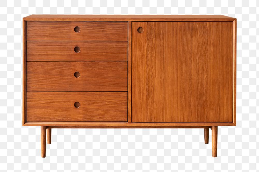 Mid century modern wood cabinet design element