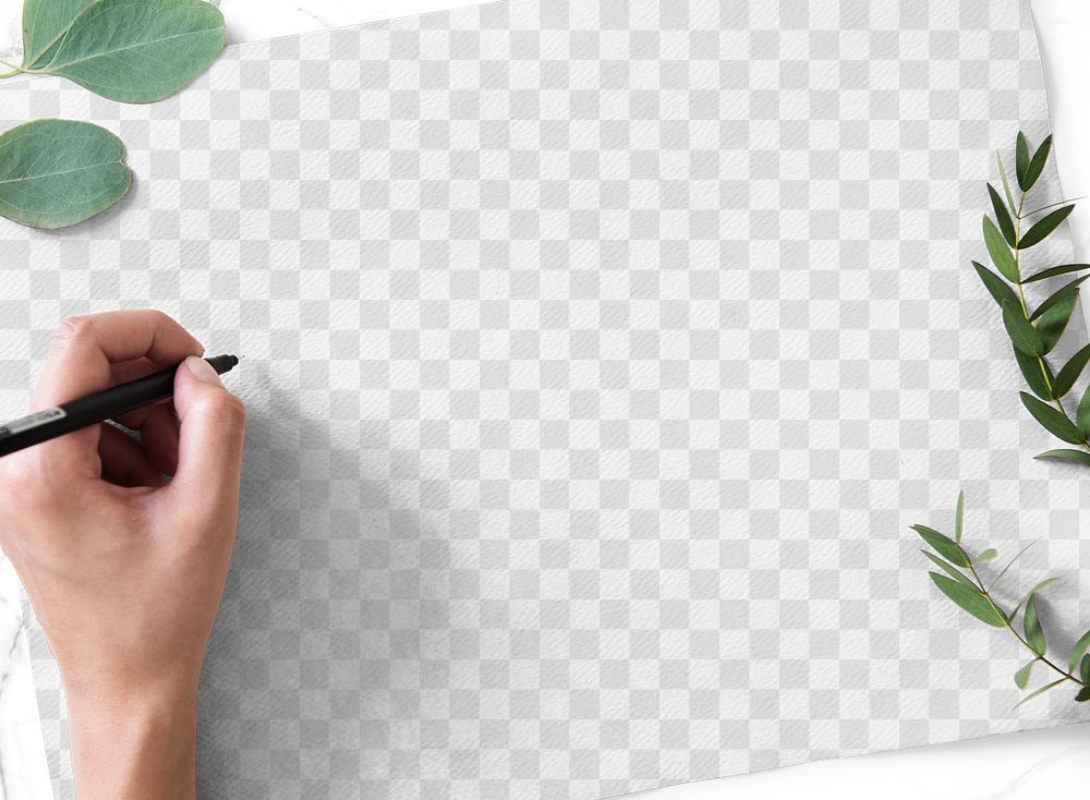 Hand writing on blank paper png mockup