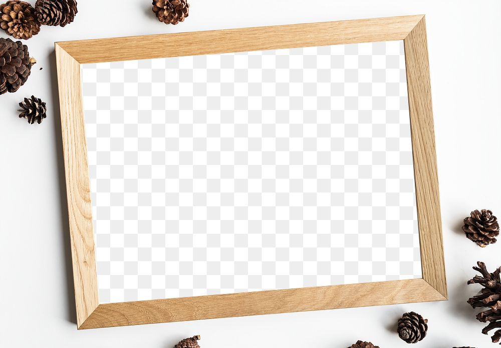 Wooden Christmas picture frame png mockup