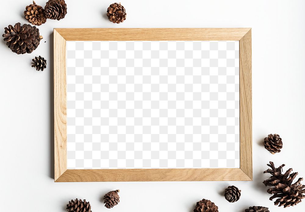 Wooden Christmas picture frame png mockup