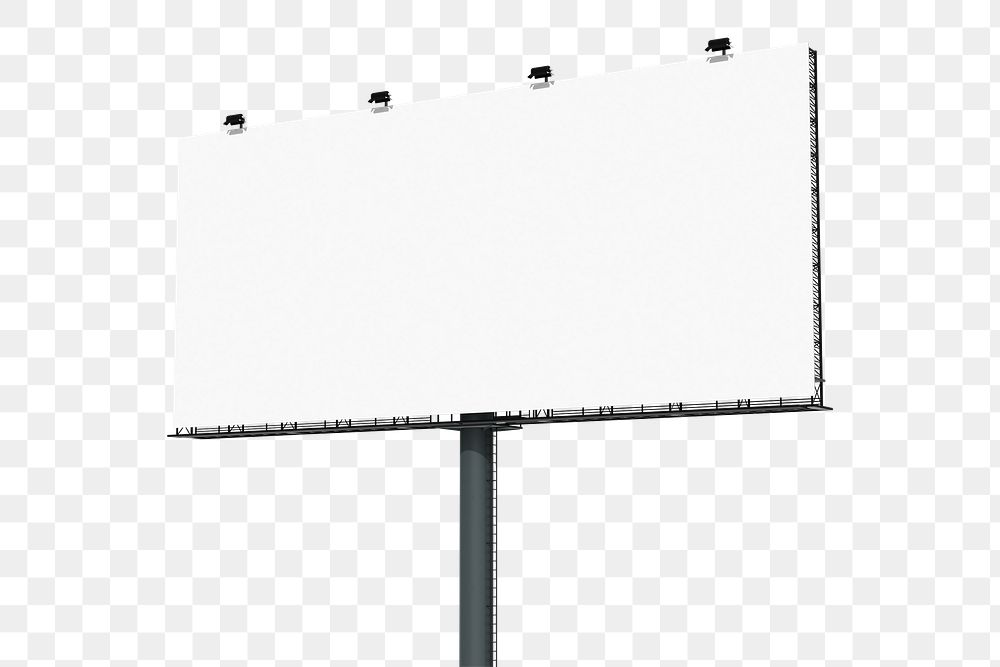 3D billboard sign png, blank advertisement on transparent background