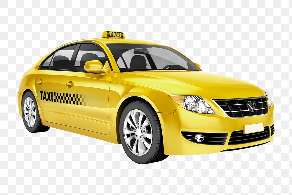 3D cab png clipart, yellow car, vehicle on transparent background