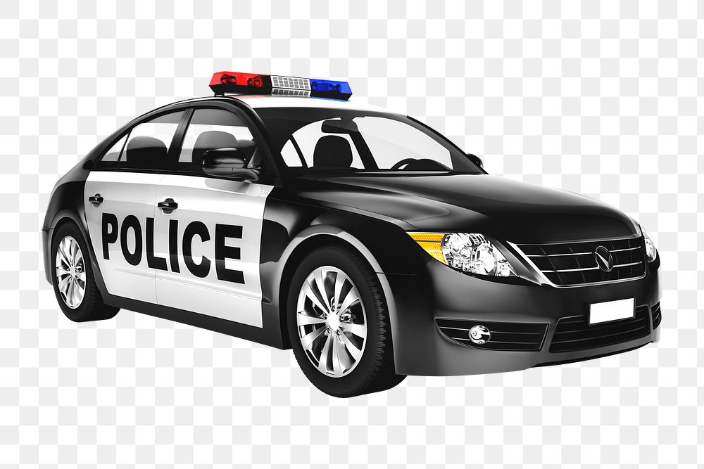 3D police car png, patrol vehicle on transparent background