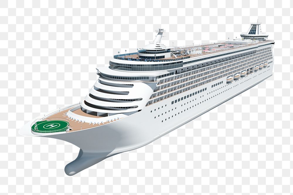 3D cruise ship png, boat on transparent background