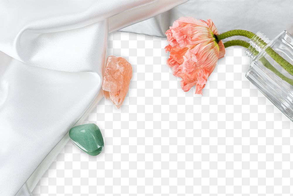 Carnation poppy in a vase on white fabric design element