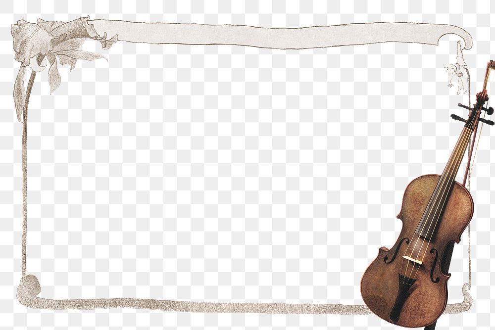 Rectangle floral frame with violin design element