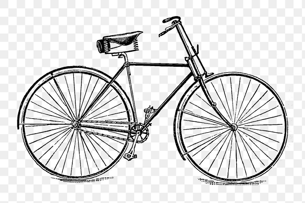 PNG Vintage two wheel bicycle engraving illustration, transparent background