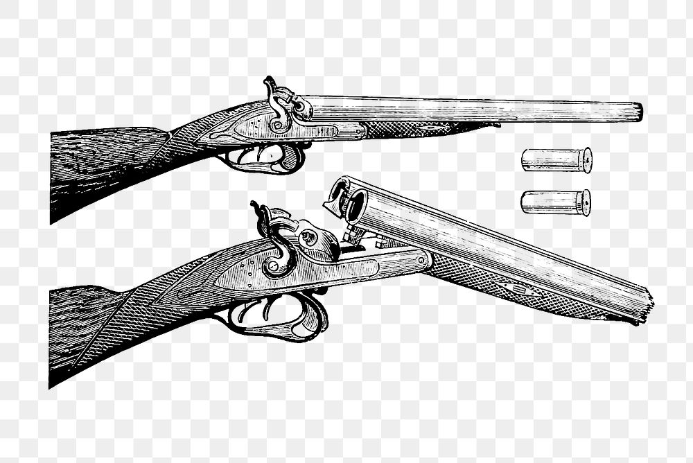 PNG Vintage gun engraving illustration, transparent background