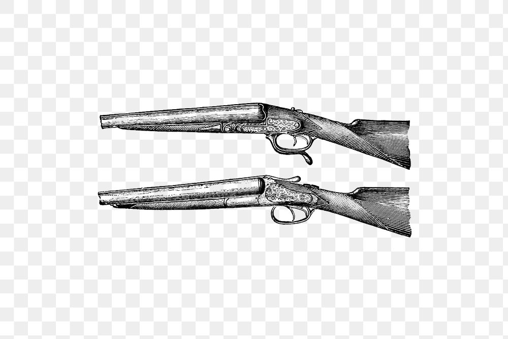 PNG Drawing of a hammerless gun, transparent background