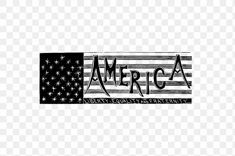 PNG Drawing of an America sign, transparent background