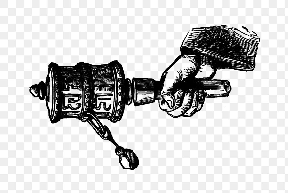 PNG Drawing of a prayer wheel, transparent background
