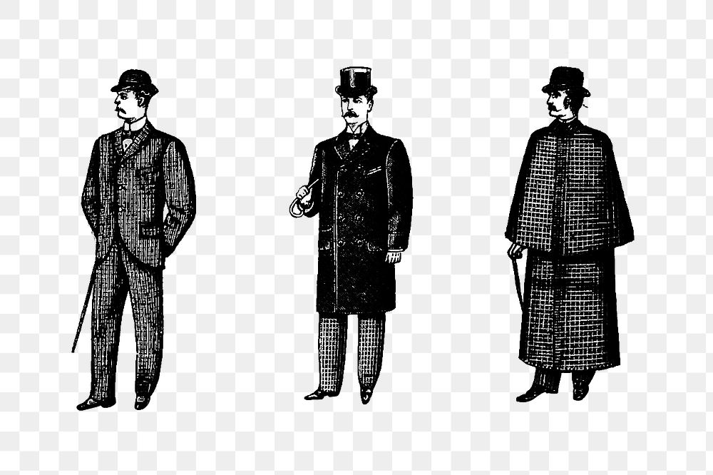PNG Drawing of gentlemen set, transparent background