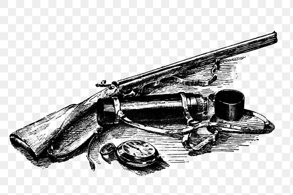 PNG Drawing of a gun, transparent background