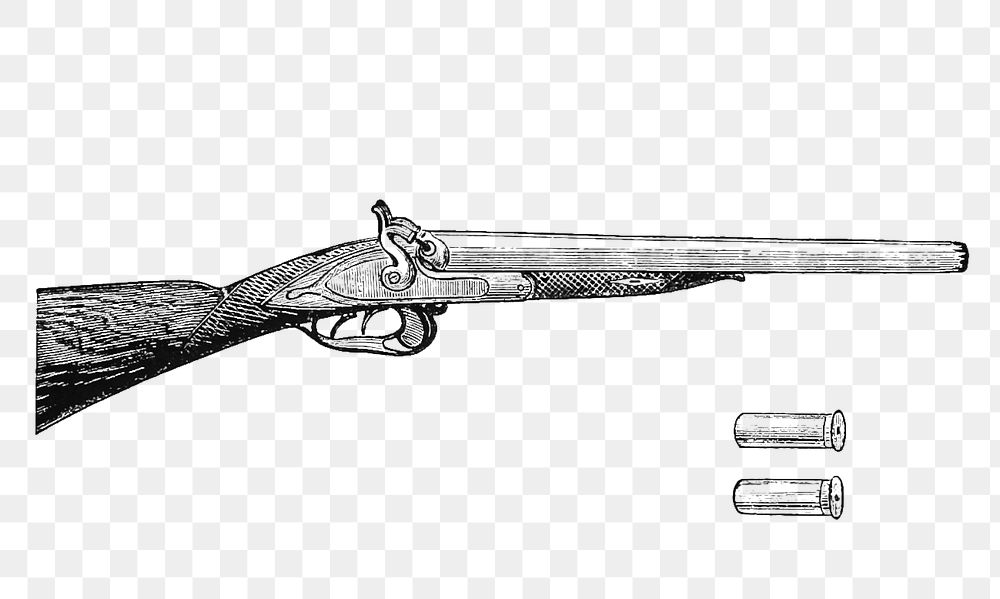 PNG Drawing of a vintage  shotgun, transparent background